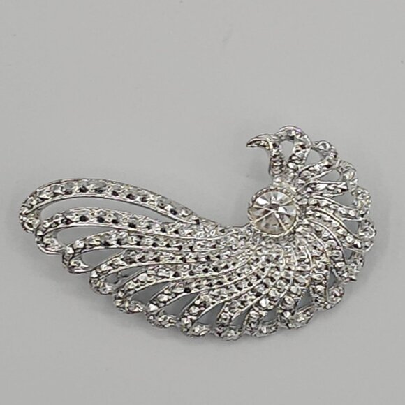 SarahCoventry "Evening Splendor" SilverTone Rhinestone Swirl Elegant Stmt Brooch - Picture 6 of 16